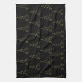 Moderne minimalistische gouden kerstboom zwart theedoek (Verticaal)