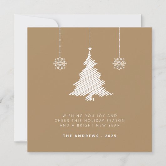 Moderne minimalistische gouden kerstfotoboog feestdagenkaart (Achterkant)