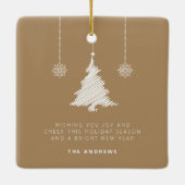 Moderne minimalistische gouden kerstfotoboog keramisch ornament (Achterkant)