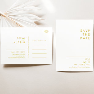 Moderne Minimalistische Gouden Lettertype Save The Uitnodiging Briefkaart