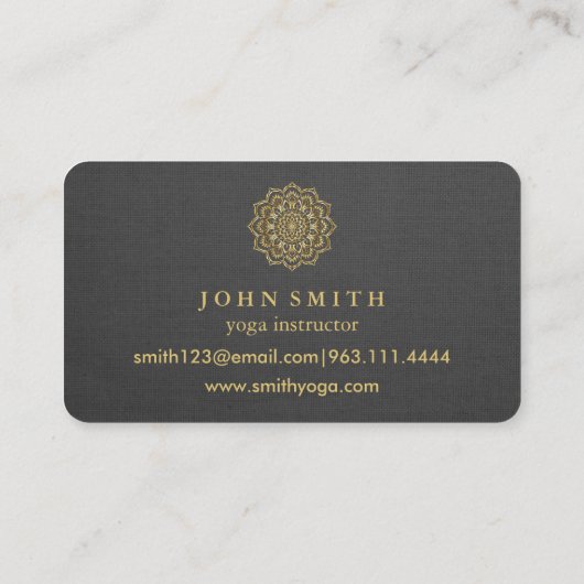 Moderne Minimalistische Gouden Mandala Yoga Instru Visitekaartje (Achterkant)