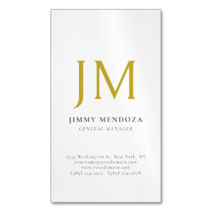 Moderne Minimalistische Gouden Monogram Eenvoudig Magnetisch Visitekaartje