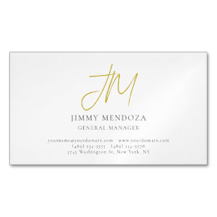 Moderne Minimalistische Gouden Monogram Eenvoudig Magnetisch Visitekaartje