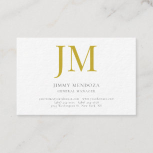 Moderne Minimalistische Gouden Monogram Luxe Dikke Visitekaartje