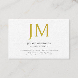 Moderne Minimalistische Gouden Monogram Luxe Dikke Visitekaartje
