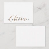 Moderne minimalistische gouden monogram notitiekaartje (Voorkant / Achterkant)