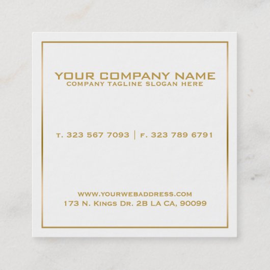 Moderne minimalistische gouden rand & cirkel vierkante visitekaartje (Achterkant)