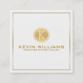 Moderne minimalistische gouden rand & cirkel vierkante visitekaartje (Voorkant)