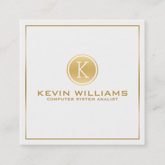 Moderne minimalistische gouden rand & cirkel vierkante visitekaartje (Voorkant)