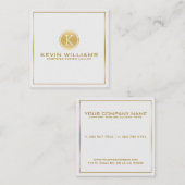 Moderne minimalistische gouden rand & cirkel vierkante visitekaartje (Voorkant / Achterkant)