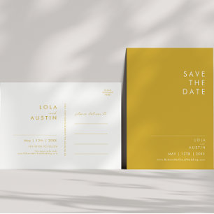 Moderne Minimalistische Gouden Save The Date-ansic Uitnodiging Briefkaart