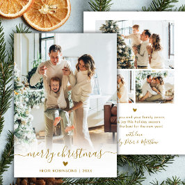 Moderne Minimalistische Gouden Script 4 Foto Prett Feestdagenkaart
