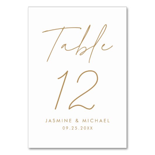 Moderne minimalistische gouden script bruiloft kaart (Voorkant)