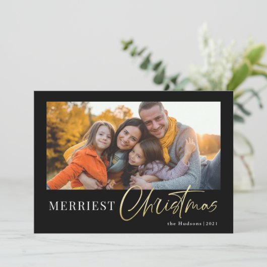 Moderne Minimalistische Gouden Script Calligrafie  Feestdagenkaart (Staand voorkant)