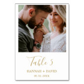 Moderne minimalistische gouden script foto bruilof kaart (Achterkant)