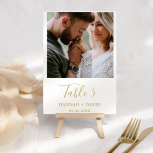 Moderne minimalistische gouden script foto bruilof kaart