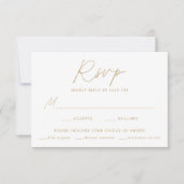 Moderne Minimalistische Gouden Script Maaltijdkeuz RSVP Kaartje (Voorkant)