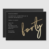 Moderne, minimalistische gouden soort 40e verjaard magnetische uitnodiging (Voorkant / Achterkant)