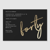 Moderne, minimalistische gouden soort 40e verjaard magnetische uitnodiging (Voorkant)