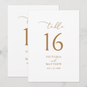 Moderne minimalistische gouden tafel nummer Kaart (Voorkant / Achterkant)