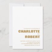 Moderne minimalistische gouden tekst bruiloft kaart (Voorkant)