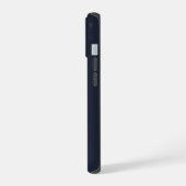 Moderne minimalistische gouden tekst marineblauw iPhone 15 case (Linkerkant)