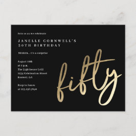 Moderne Minimalistische Gouden Type 50e Verjaardag Uitnodiging Briefkaart