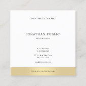 Moderne minimalistische gouden wit professionele e vierkante visitekaartje (Achterkant)