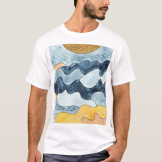 Moderne minimalistische gouden zon illustratie t-shirt