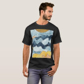 Moderne minimalistische gouden zon illustratie t-shirt (Voorkant volledig)