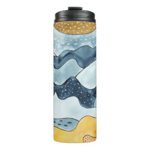 Moderne minimalistische gouden zon illustratie thermosbeker