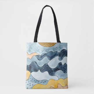 Moderne minimalistische gouden zon illustratie tote bag