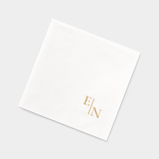 Moderne minimalistische goudfolie monogram folie servetten (Links)