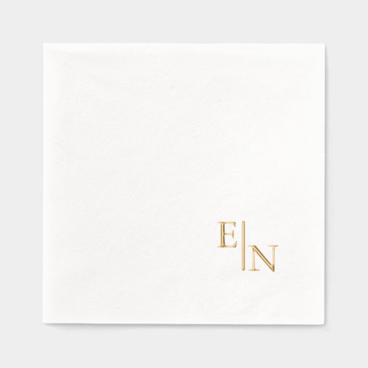 Moderne minimalistische goudfolie monogram folie servetten (Voorkant)