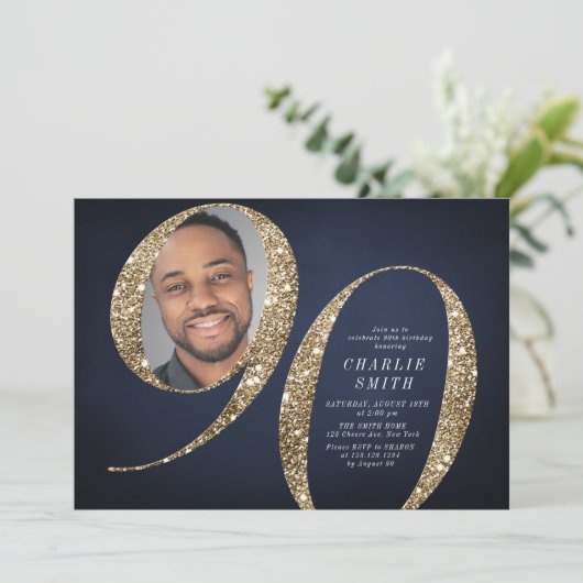 Moderne, minimalistische goudfoto van de marine 90 kaart (Staand voorkant)