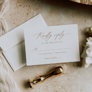 Moderne minimalistische goudkalligrafie RSVP kaartje