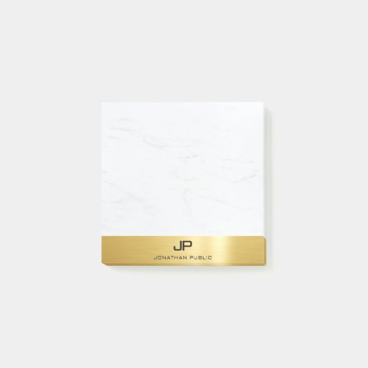 Moderne, minimalistische goudmarmer Elegant-Sjablo Post-it® Notes (Voorkant)