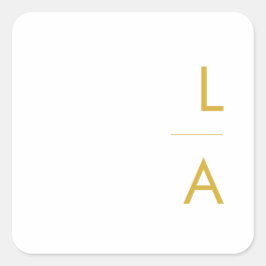 Moderne, minimalistische goudmonogram envelop vierkante sticker