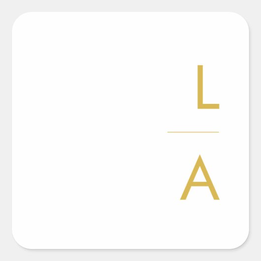 Moderne, minimalistische goudmonogram envelop vierkante sticker (Voorkant)