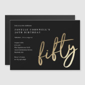 Moderne, minimalistische goudsoort 50e verjaardag magnetische uitnodiging (Voorkant / Achterkant)