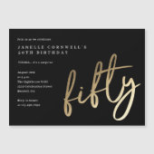 Moderne, minimalistische goudsoort 50e verjaardag magnetische uitnodiging (Voorkant)