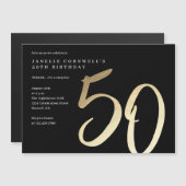 Moderne, minimalistische goudsoort 50e verjaardag magnetische uitnodiging (Voorkant / Achterkant)