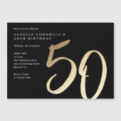Moderne, minimalistische goudsoort 50e verjaardag magnetische uitnodiging (Voorkant)