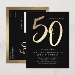 Moderne, minimalistische goudsoort 50e verjaardag uitnodiging briefkaart