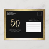 Moderne, minimalistische goudsoort 50e verjaardag uitnodiging briefkaart (Achterkant)