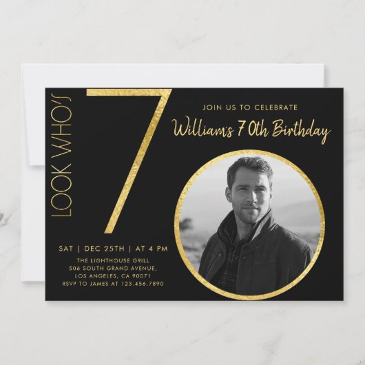 Moderne, minimalistische goudsoort 70e verjaardag kaart (Voorkant)