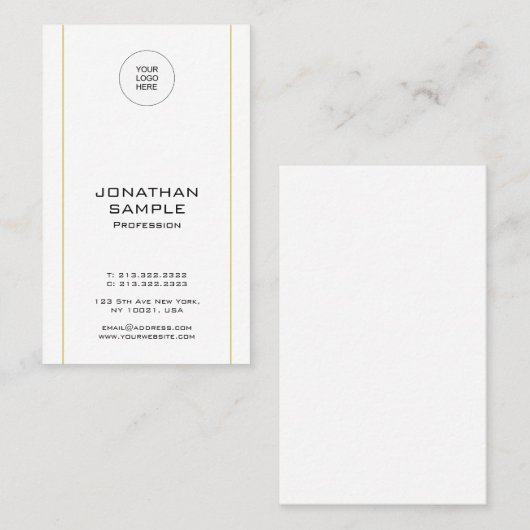 Moderne, minimalistische goudverticale Sjabloon Visitekaartje (Voorkant / Achterkant)