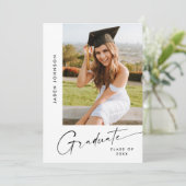 Moderne Minimalistische Grad 2 FOTO Afstudeerfeest Kaart (Staand voorkant)
