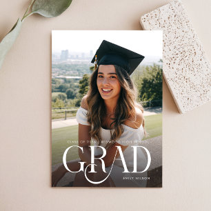 Moderne Minimalistische Grad Foto Afstudeerfeestje Briefkaart