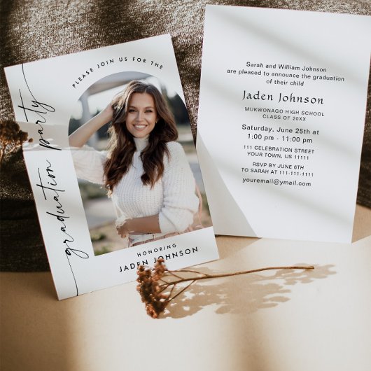 Moderne Minimalistische Grad PHOTO Afstudeerfeest Kaart